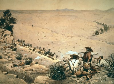 „Wstrzymaj”, ok. 1900 (olej na płótnie) autorstwa Frederic Remington