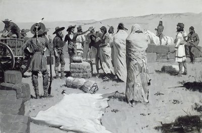 Tłumacz machający do młodzieży, ok. 1900 autorstwa Frederic Remington