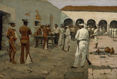 Ekspedycja Mier:  Rysunek czarnej fasoli (Więźniowie rysujący swoje fasole) autorstwa Frederic Remington