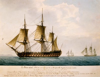 Louis Antoine, statek hrabiego de Bougainville (1729-1811) Bien-Aime autorstwa Frederic Roux