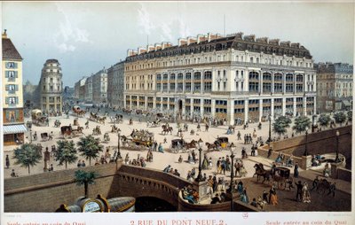 Widok zewnętrzny La Belle Jardiniere, rue du pont neuf w Paryżu w XIX wieku. Grawerowanie Fryderyka Sorrieu (1807 -? ) autorstwa Frederic Sorrieu