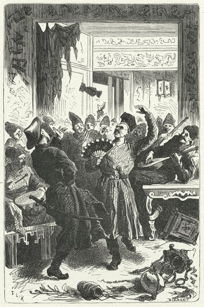 Świętowanie uczty w Chinach mongolskich (grafika) autorstwa Frederic Theodore (after) Lix