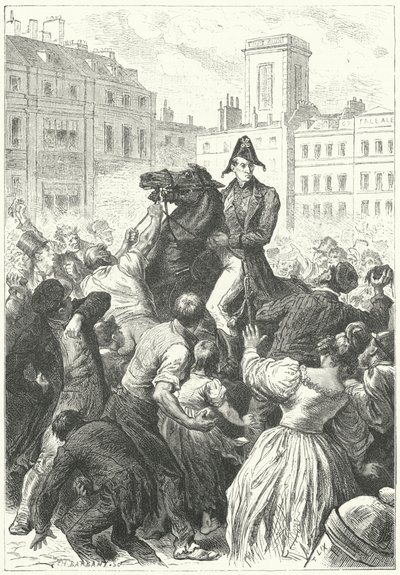 Książę Wellington wplątany w zamieszki (grafika) autorstwa Frederic Theodore (after) Lix