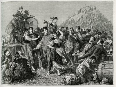 Fete des patres w Hohneck (Wogezy), niedziela po św. Janie. Grawer autorstwa F.Lixa, ilustrujący opowieść „Przez Alzację i Lotaryngię””, w 1884 r. autorstwa Charlesa Grada (1842-1890), niemieckiego posła, pisarza i przyrodnika. Opublikowano w Le Tour du mo autorstwa Frederic Theodore Lix