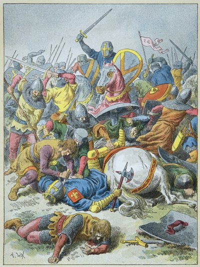 Król Filip August w bitwie pod Bouvines w 1214 r. (Grawerowanie) autorstwa Frederic Theodore Lix