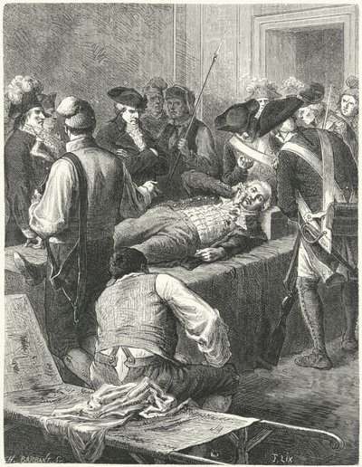 Ranny Maximilien Robespierre w Komitecie Bezpieczeństwa Publicznego oczekujący na egzekucję, 1794 autorstwa Frederic Theodore Lix