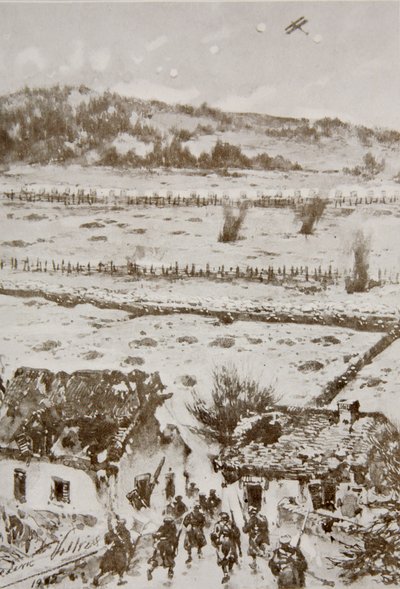 Atak na wzgórze 60, z „Rok 1915: zapis znaczących osiągnięć i wydarzeń”, 1915 autorstwa Frederic Villiers