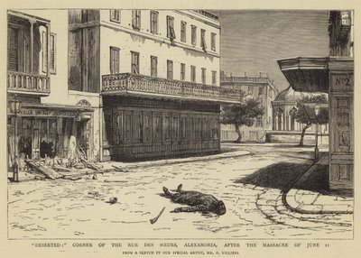 Opuszczony, róg Rue des Soeurs, Aleksandria, po masakrze z 11 czerwca autorstwa Frederic Villiers