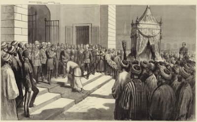 Khedive pozdrawiający święty dywan w Kairze przed jego wysłaniem do Mekki autorstwa Frederic Villiers