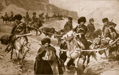 Kozacki konwój karetki w górach Kaukazu, 1914-19 autorstwa Frederic de Haenen