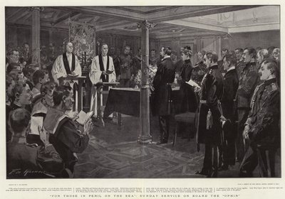 Dla tych, którzy znajdują się w niebezpieczeństwie na morzu, niedzielne nabożeństwo na pokładzie Ophiru autorstwa Frederic de Haenen