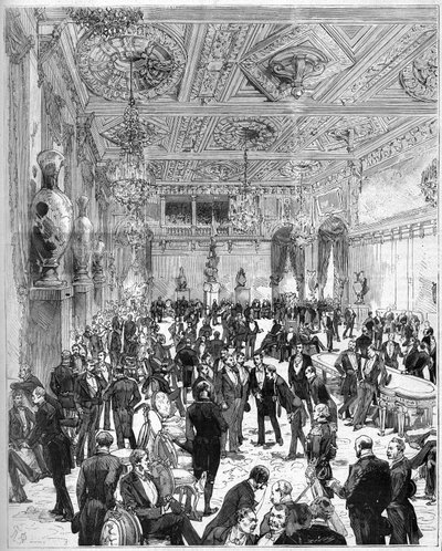 Inauguracja Hotelu de Ville de Paris 14 lipca 1882 r., odbudowanego po pożarze w 1871 r.: widok na salę Rady Miejskiej po przybyciu prezydenta Julesa Grevy