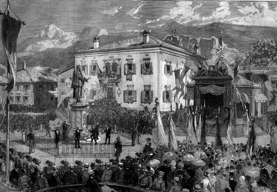 Inauguracja pomnika Tycjana (Tiziano Vecellio dit) (1485-1576) w Pieve di Cadore we Włoszech, 5 września autorstwa Frederic de Haenen