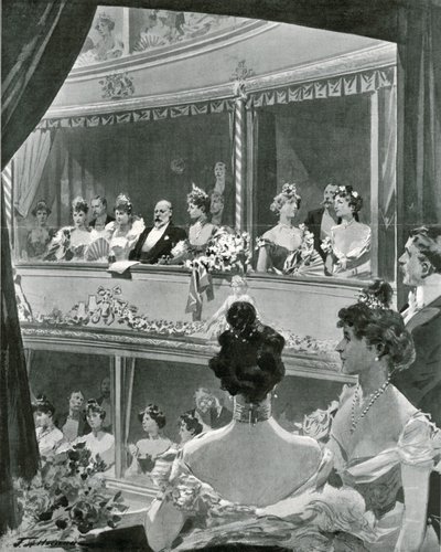 Król Edward VII z rodziną w Covent Garden autorstwa Frederic de Haenen