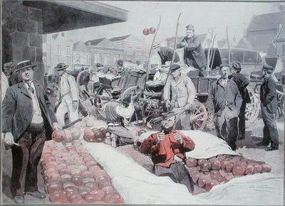 Targ serów w Alkmaar, ok. 1910 (kolor lito) autorstwa Frederic de Haenen