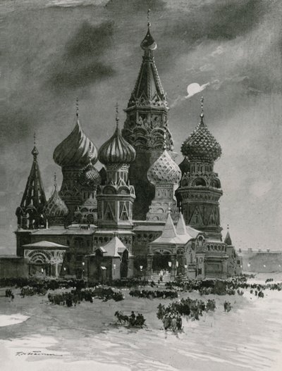 Kościół św Bazylego w Place Rouge w Wigilię autorstwa Frederic de Haenen