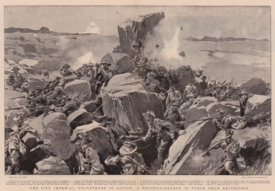 City Imperial Volunteers in Action, rekonesans w siłach w pobliżu Britstown autorstwa Frederic de Haenen