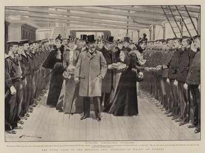 Królewska wizyta na statku szpitalnym Princess of Wales w Tilbury autorstwa Frederic de Haenen