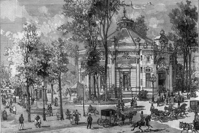Widok teatru Panorama Marigny podczas jego budowy przez Charlesa Garniera (1825-1895) w Paryżu autorstwa Frederic de Haenen