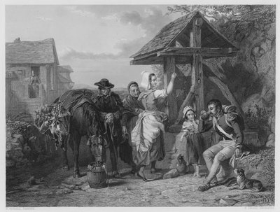 Zmęczony żołnierz, ze zdjęcia w Galerii Vernon (rycina) autorstwa Frederick (after) Goodall