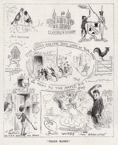 „Znaki towarowe” (grawerowanie) autorstwa Frederick (attr. to) Barnard