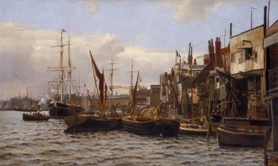 „Rzeka w Limehouse”, c1890 autorstwa Frederick A Winkfield