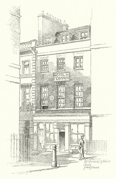 Dom De Quinceya, Soho (litografia) autorstwa Frederick Adcock