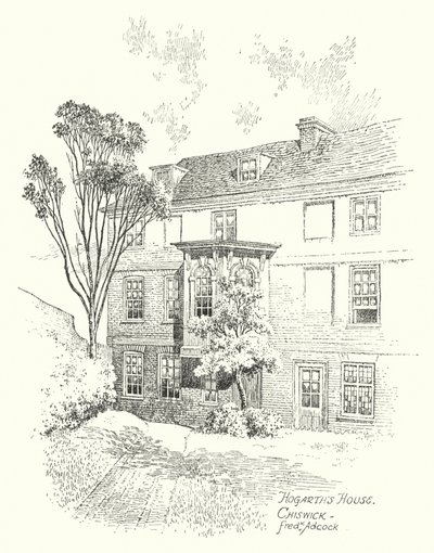 Dom Hogartha, Chiswick (litografia) autorstwa Frederick Adcock