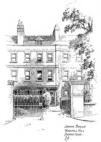 Dom Joanny Baillies, Windmill Hill, Hampstead, Londyn, 1912 r. autorstwa Frederick Adcock