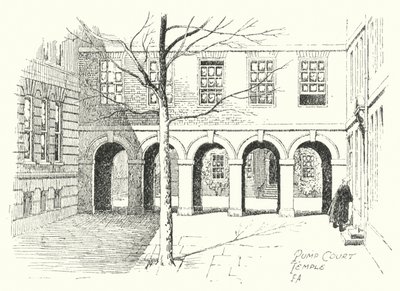Pump Court, Temple (litografia) autorstwa Frederick Adcock