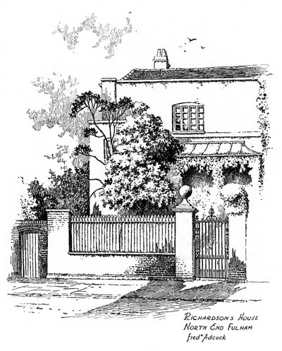 Dom Samuela Richardsona, North End, Fulham, Londyn, 1912 r autorstwa Frederick Adcock