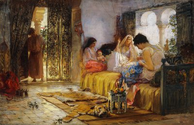 Domowa scena wewnętrzna, autorstwa Frederick Arthur Bridgman