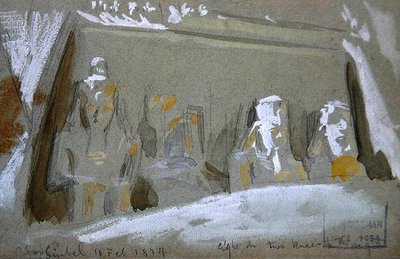 Cztery kolosalne posągi Ramzesa II w Wielkiej Świątyni w Abu Simbel autorstwa Frederick Arthur Bridgman