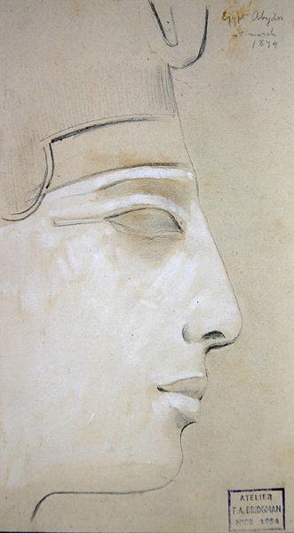 Studium płaskorzeźby profilu Setiego I w świątyni Seti I, Abydos autorstwa Frederick Arthur Bridgman