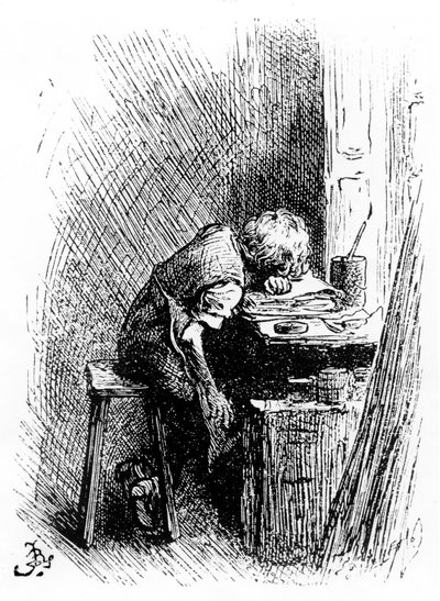 Charles Dickens w fabryce Blackinga, ilustracja z "The Leisure Hour", 1904 (rycina) autorstwa Frederick Barnard