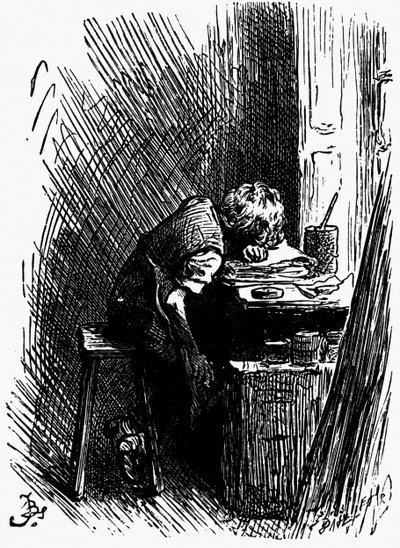 Dickens w czarnym magazynie, lata 80. XIX wieku autorstwa Frederick Barnard