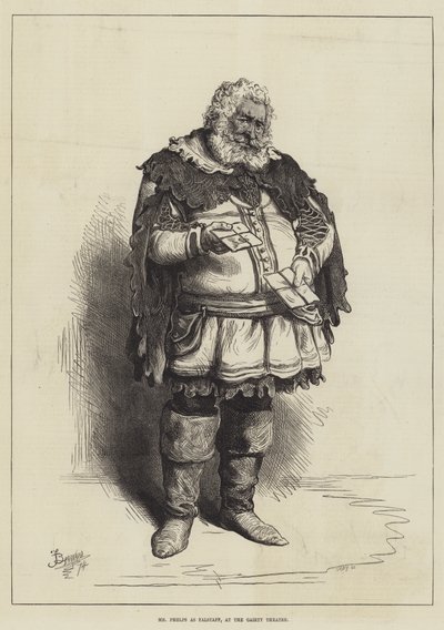 Pan Phelps jako Falstaff, w Gaiety Theatre autorstwa Frederick Barnard