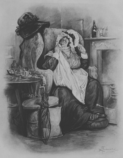 Sarah Gamp, 1880 r. autorstwa Frederick Barnard