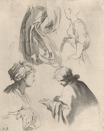 Studia figurowe, z książki rysunkowej, 1650-56. autorstwa Frederick Bloemaert