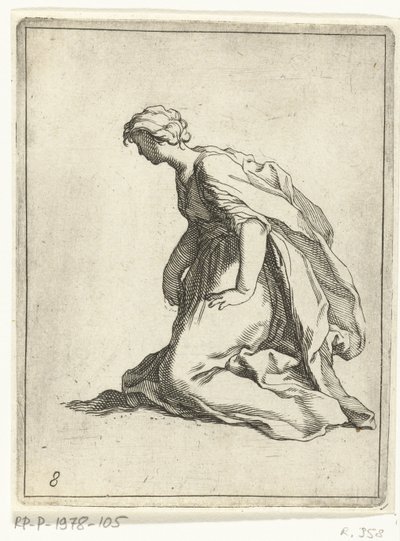 Klęcząca młoda kobieta 15 małych figurek (tytuł serii) autorstwa Frederick Bloemaert
