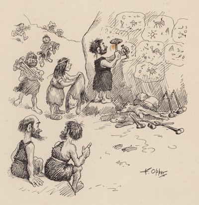Our Antediluvian Ancestors autorstwa F Oppera: Numer sześć (litografia) autorstwa Frederick Burr Opper