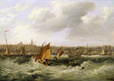 Liverpool, Lancashire od rzeki Mersey i New Brighton, 1838 (dla par patrz 257066) autorstwa Frederick Calvert