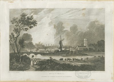 Stafford - South West View: grawerowanie, nd [c 1830] (druk) autorstwa Frederick Calvert