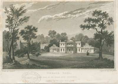 Tixall Hall: grawerowanie, bd [ok. 1830] (druk) autorstwa Frederick Calvert