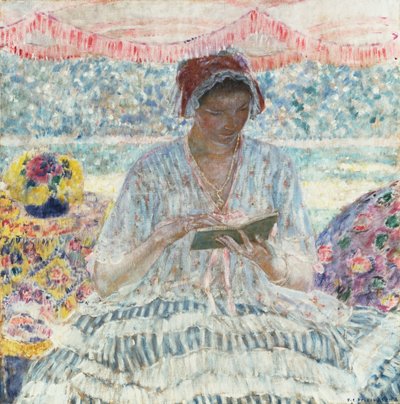 Letnie czytanie (pod markizą) autorstwa Frederick Carl Frieseke