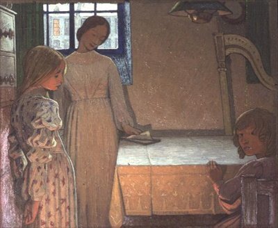 Studium do „Zimowego wieczoru”, ok. 1900 (olej na tekturze) autorstwa Frederick Cayley Robinson