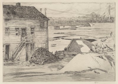 Odpływ, most Cos Cob, 1915. autorstwa Frederick Childe Hassam