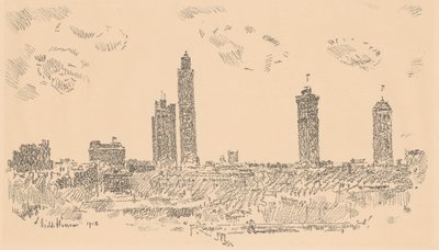 Panoramę Nowego Jorku, ciemne budynki, 1918. autorstwa Frederick Childe Hassam
