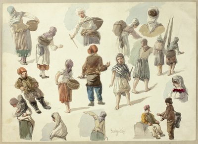 Szkice chłopów w Boulogne autorstwa Frederick Christian Lewis