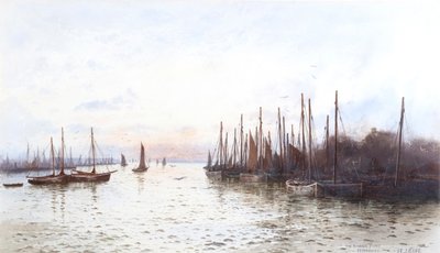 Flota śledziowa, Stornoway (akwarela) autorstwa Frederick E.J. Goff